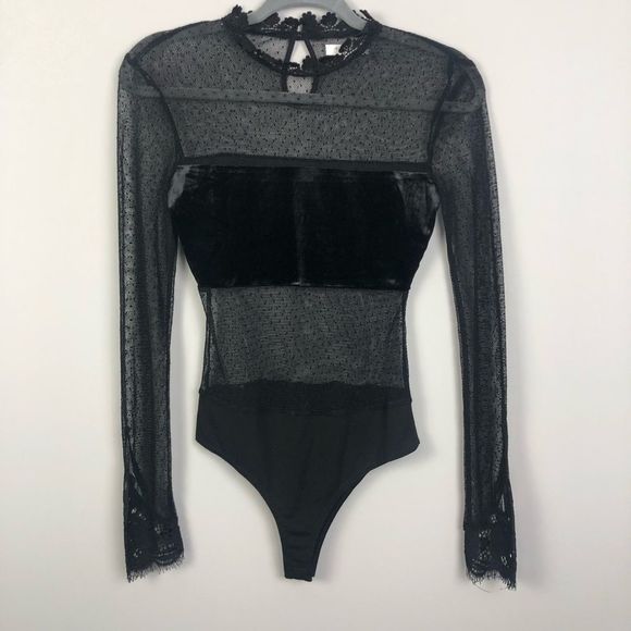 Honey Belle Tops - Honey Belle | Black Sheer Bodysuit